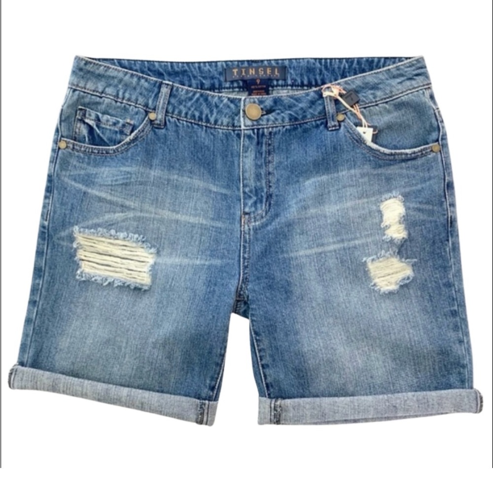 NEW Tinsel Denim Boyfriend Distressed Shorts 9 NWT - Picture 3 of 7